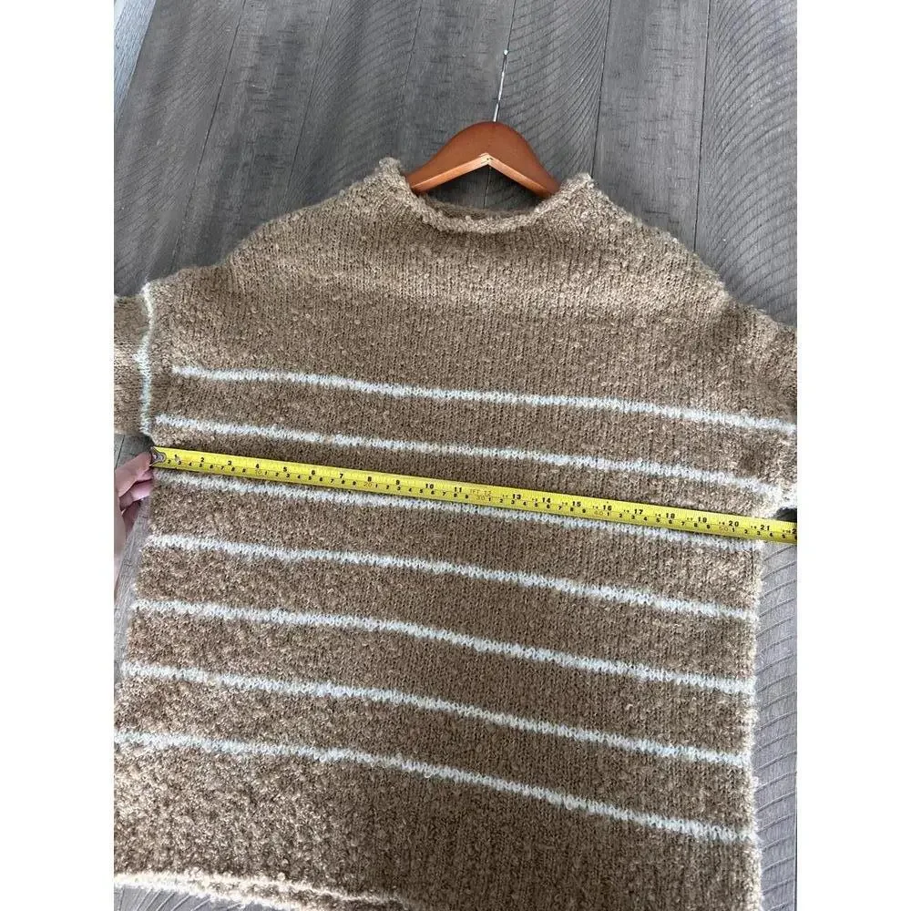 NWOT J.Crew Bouclé Striped Rollneck Sweater Wool/Alpaca Camel Neutral Women’s XS